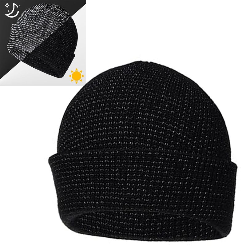 Winter Windproof Hat Knitted Reflective Beanie Hat Thick Warm Cap – view 7