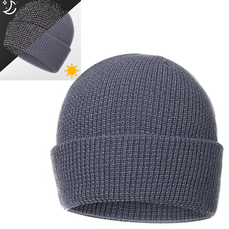 Winter Windproof Hat Knitted Reflective Beanie Hat Thick Warm Cap – view 5