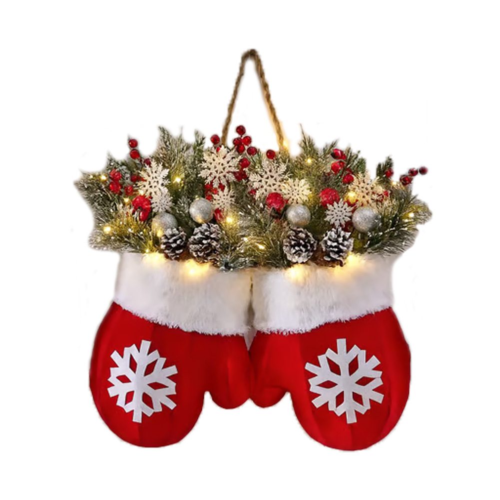 Christmas Garland Creative Glove Shaped Simulated Flower Wreath Window Door Gate Decoration Door Sign Xmas Party Decoration – view 4