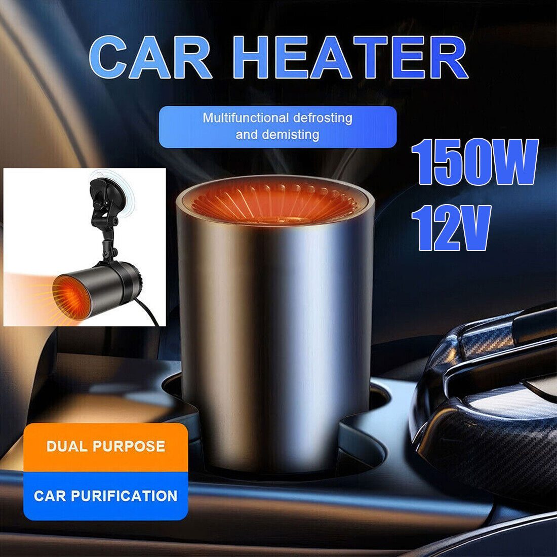 12V Car Heater Demister Defogger Practical Window Windshield Defogging Defrosting Heater Heating Cooling Fan Auto Accessories – view 6