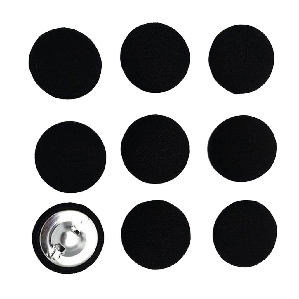 10pcs Cotton Fabric Covered Buttons Sewing Accessories For Garment Black – view 3