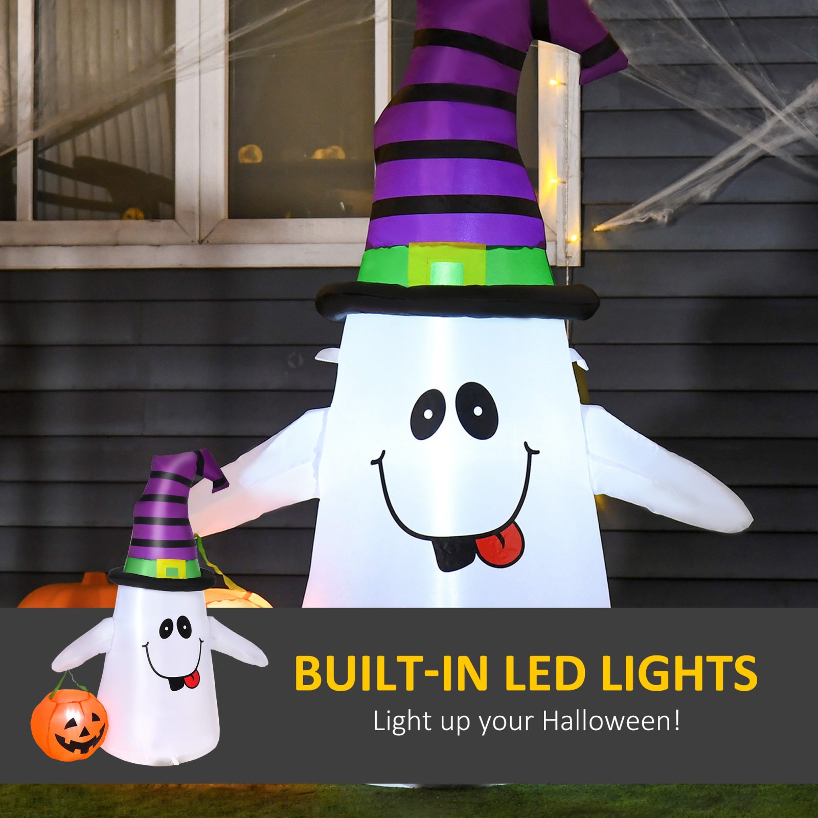 1.2m Witch Ghost Halloween Inflatable Decoration W/ LED Lights Fan Accessories Pumpkin Lantern Kids Adult Fun Weather-Resistant Indoor Outdoor Seasonal – view 3
