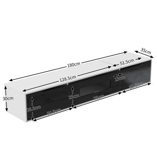 TV Cabinet, High-gloss TV Cabinet, Matching Colours In White And High-gloss Black, With Colour-changing LED Lights.only Front Cabinet Door High-gloss – view 11