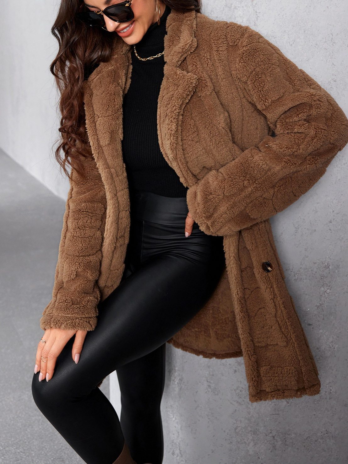 Fashion Personality New Loose Overcoat Women – Dark Brown