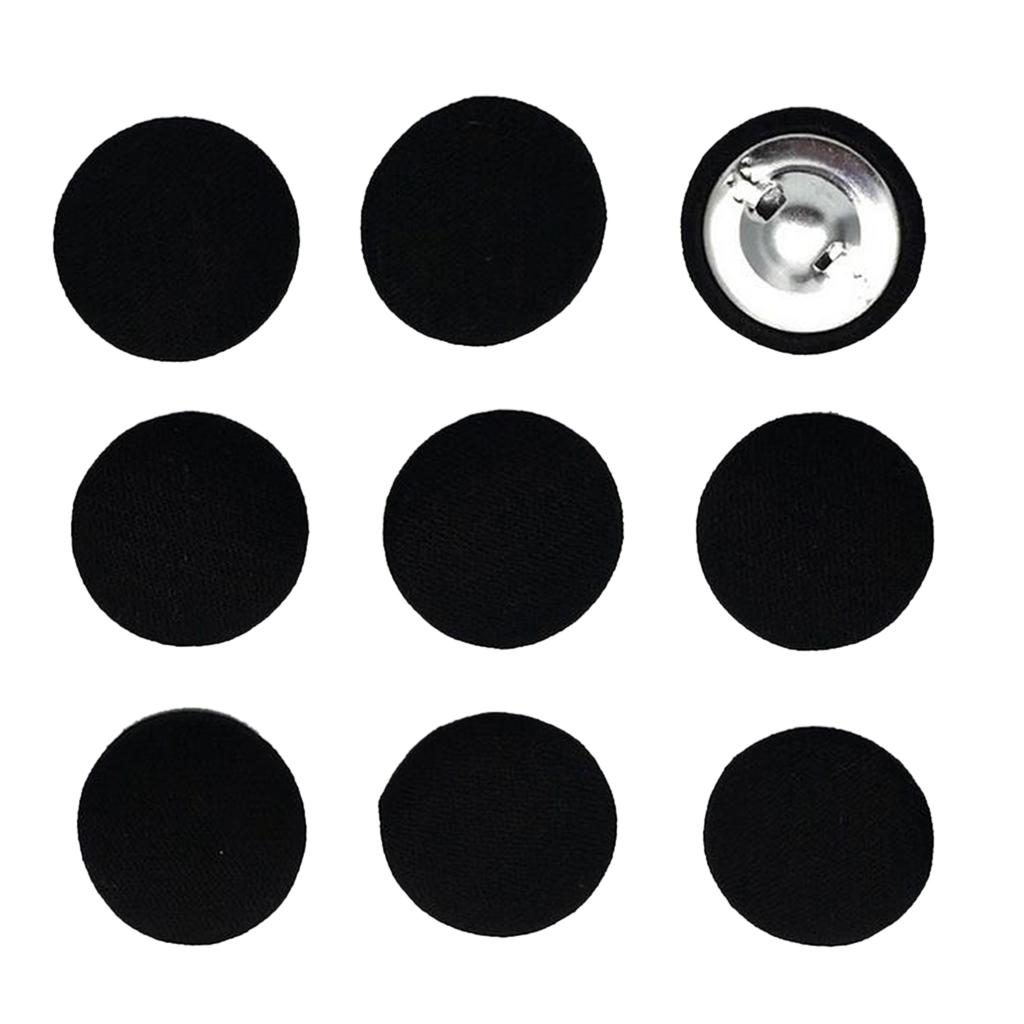 10pcs Cotton Fabric Covered Buttons Sewing Accessories For Garment Black – view 7