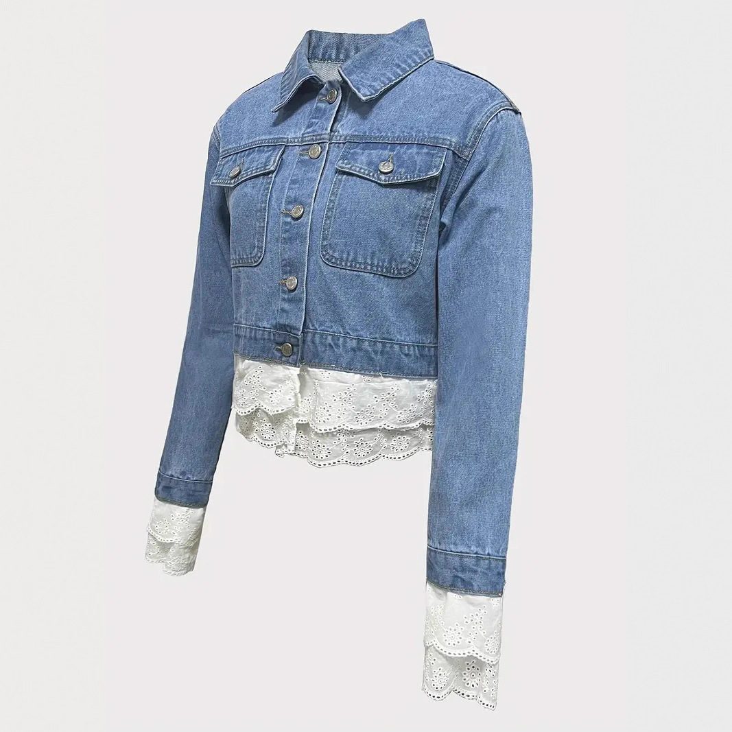 Lace Stitching FDenim Jacket Women – view 3