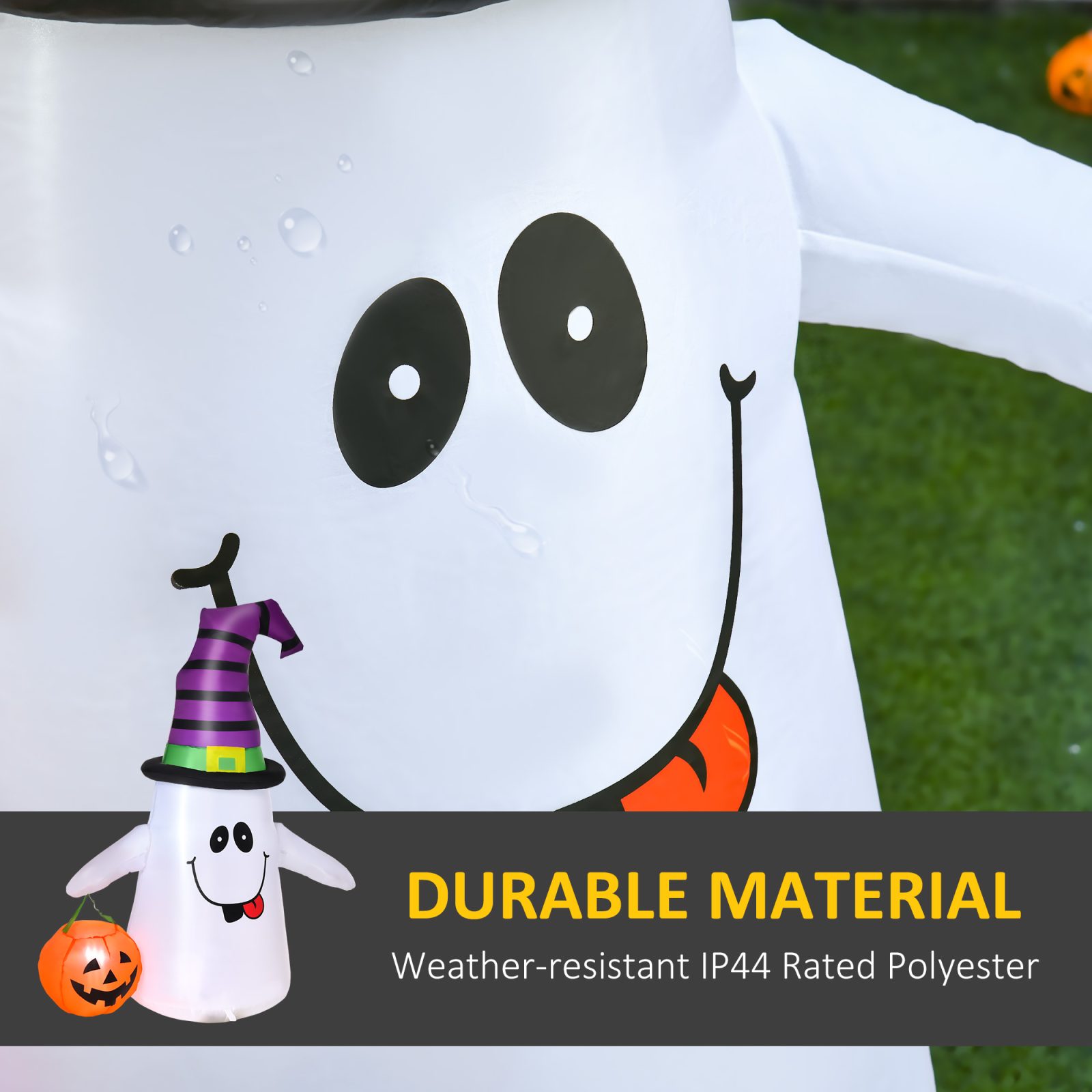 1.2m Witch Ghost Halloween Inflatable Decoration W/ LED Lights Fan Accessories Pumpkin Lantern Kids Adult Fun Weather-Resistant Indoor Outdoor Seasonal – view 4