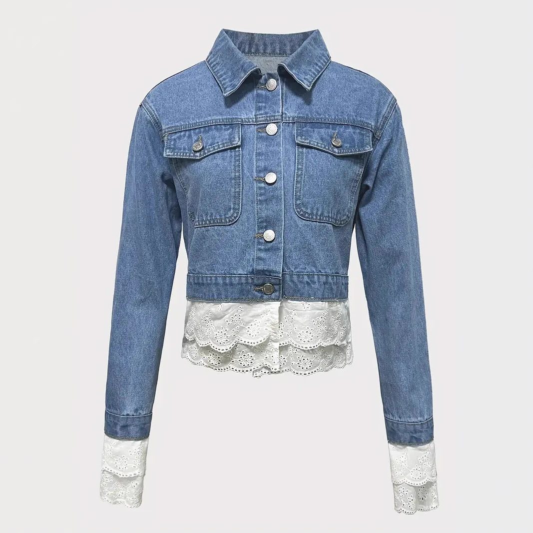 Lace Stitching FDenim Jacket Women – view 4