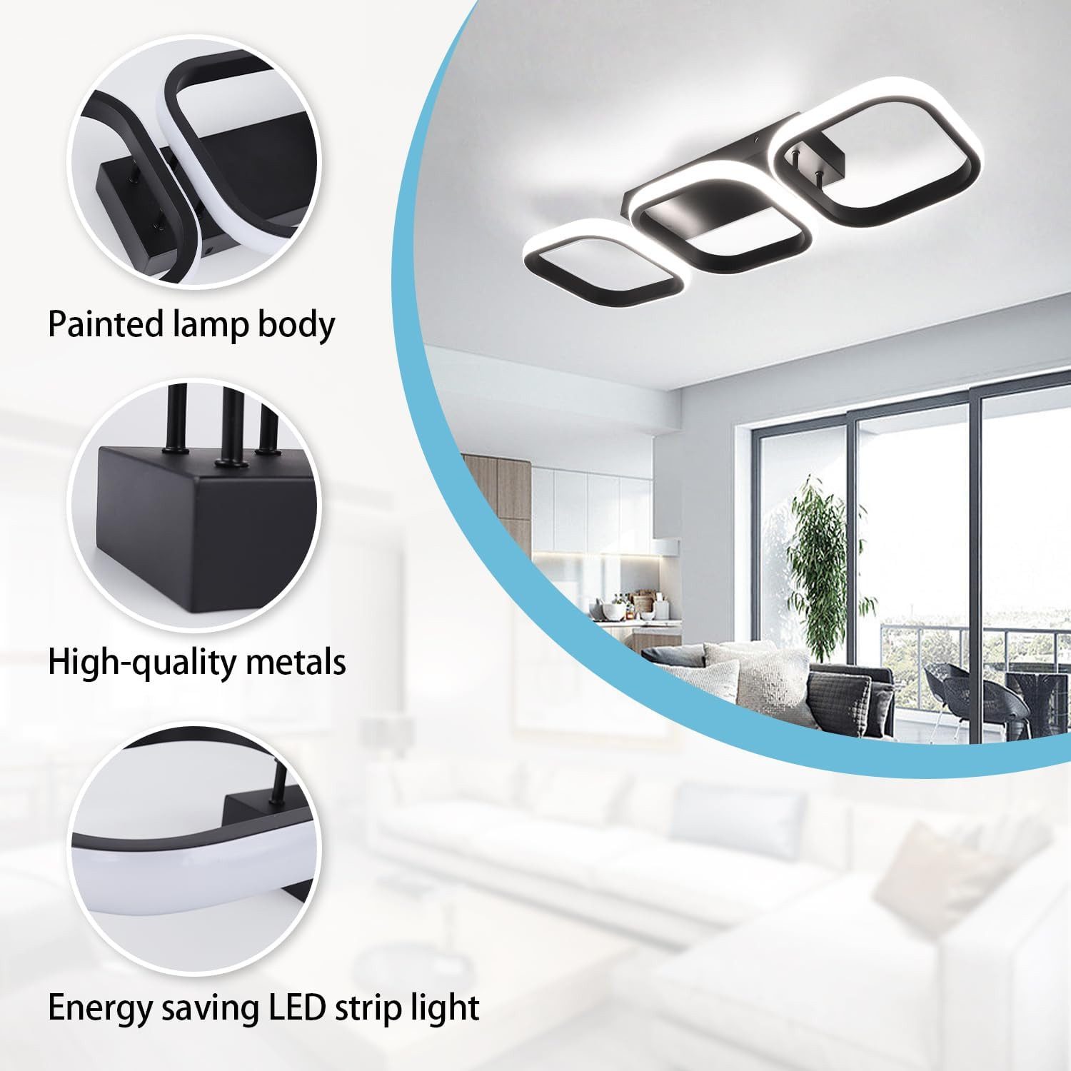 LED Ceiling Light Chic Lights Modern Kitchen Living Room Bedroom Lamp Dimmable – view 7