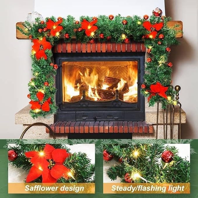 9FT Christmas Garland Decorations Fireplace Stair Artificial Wreath Bushy Pine – view 8