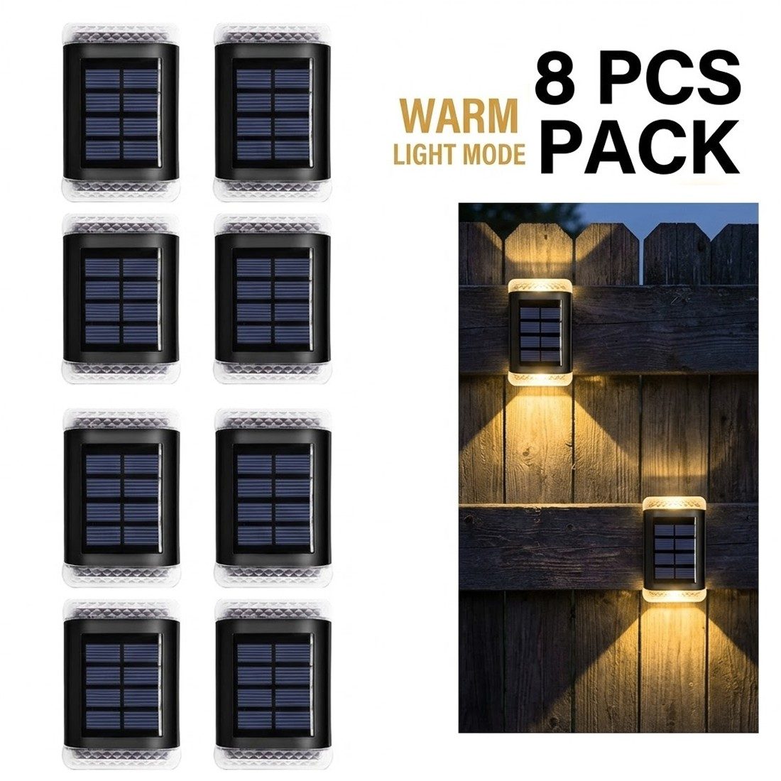 8Pack Super Bright Solar Powered Door Fence Wall Lights LED Outdoor Garden Lamp – view 5