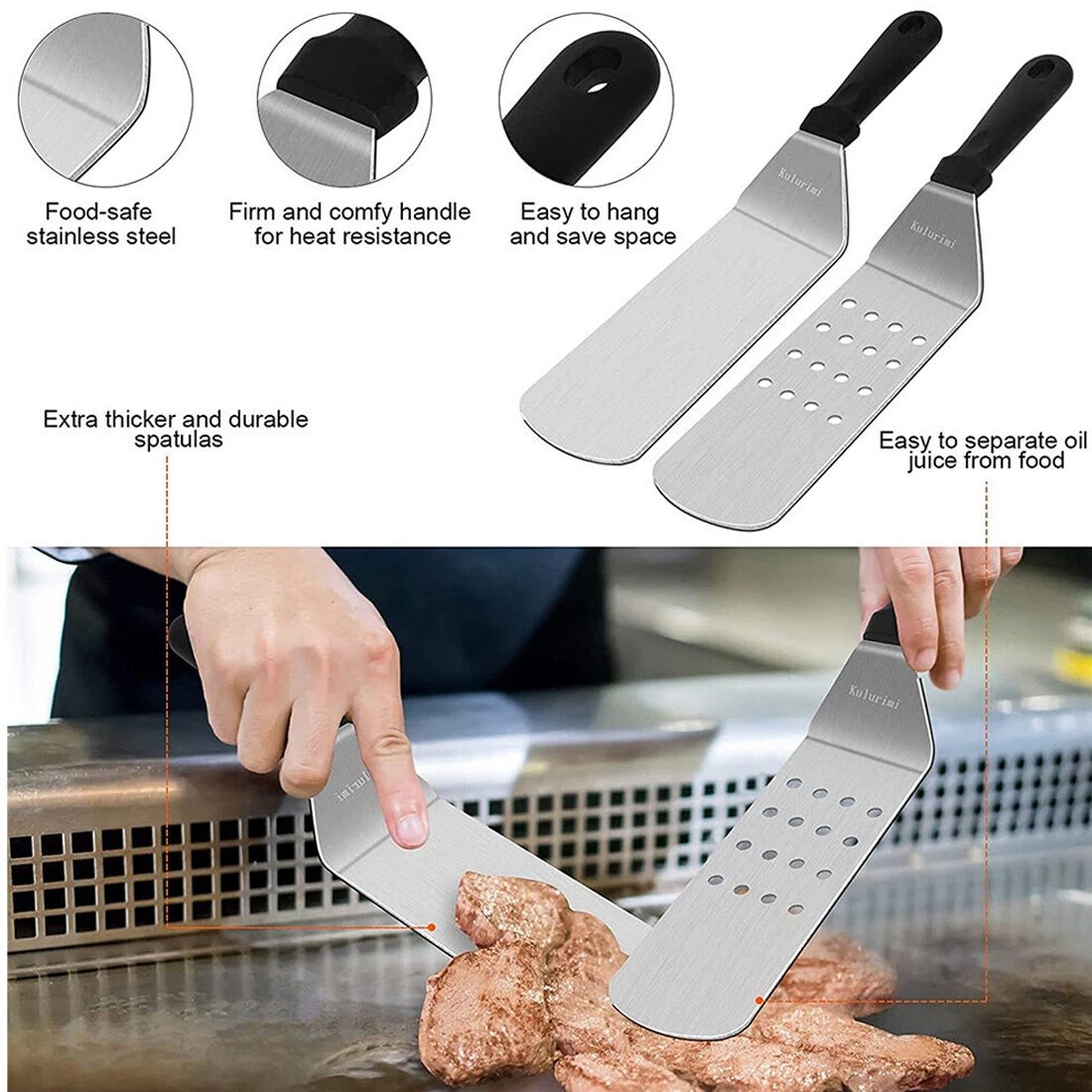 14 Pcs Professional Stainless Steel Griddle Grill Tools Set BBQ Accessories UK – view 7