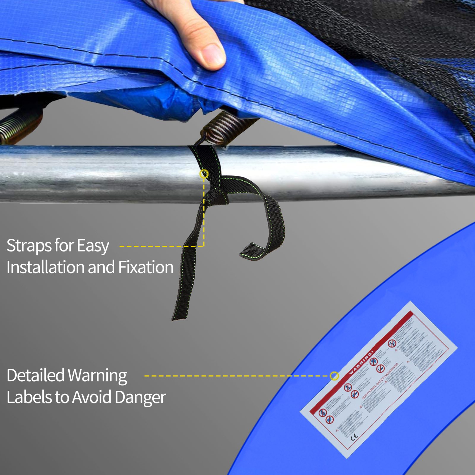 12ft Trampoline Pad Î¦366cm Trampoline Accessories Surround Pad Thick Foam Pads Padding Replacement Spare- Blue – view 6