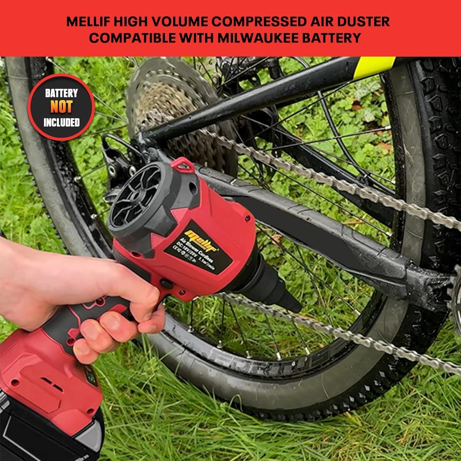 High Volume Compressed Air Duster Compatible With Milwaukee 18V Battery- 3 Speeds, 50000RPM Brushless Motor, LED Light, 7 Multi-Use Accessories, Ideal For PC Keyboard, Pool Toy Tool Only – DWDust Blower
